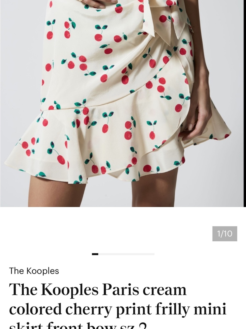 The Kooples Cream Mini Skirt with Red Cherry Print